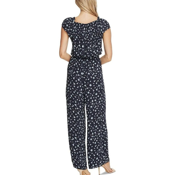 CeCe Women’s Blue Square Neck Scattered Floral Jumpsuit Size 4 - Picture 2 of 13